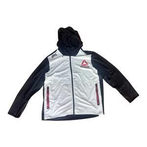 UFC Reebok White FIGHT NIGHT WALKOUT ZIP UP HOODIE 2015 Combat Red Black Sz 2XL